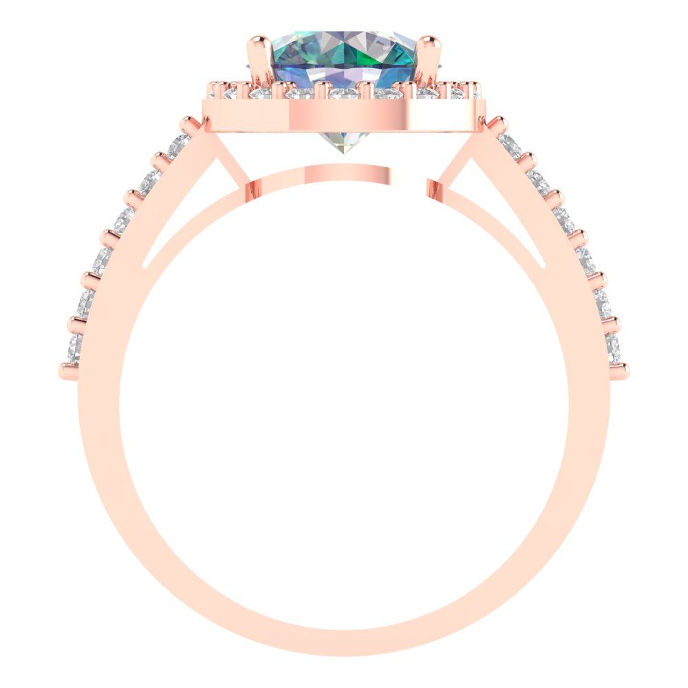 1.86 cttw Blue Moissanite Hidden Halo Engagement Ring - Solid Gold (Round Cut,7.5mm)