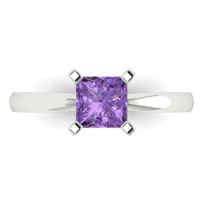 1 cttw Simulated Alexandrite Solitaire  Engagement Ring - Solid Gold (Princess Cut,5.5mm)