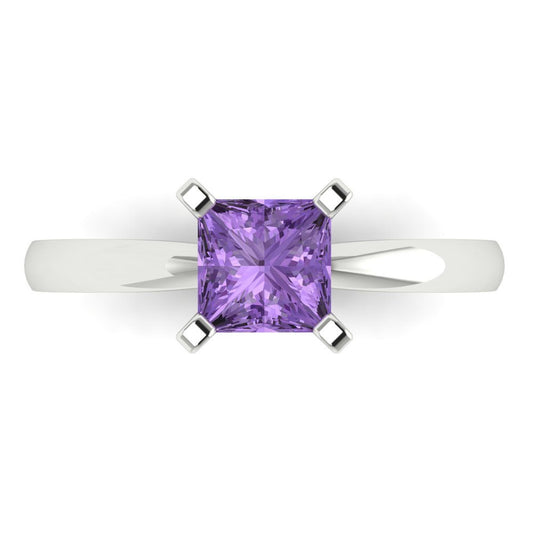 1 cttw Simulated Alexandrite Solitaire  Engagement Ring - Solid White Gold (VVS1, Princess Cut,5.5mm)