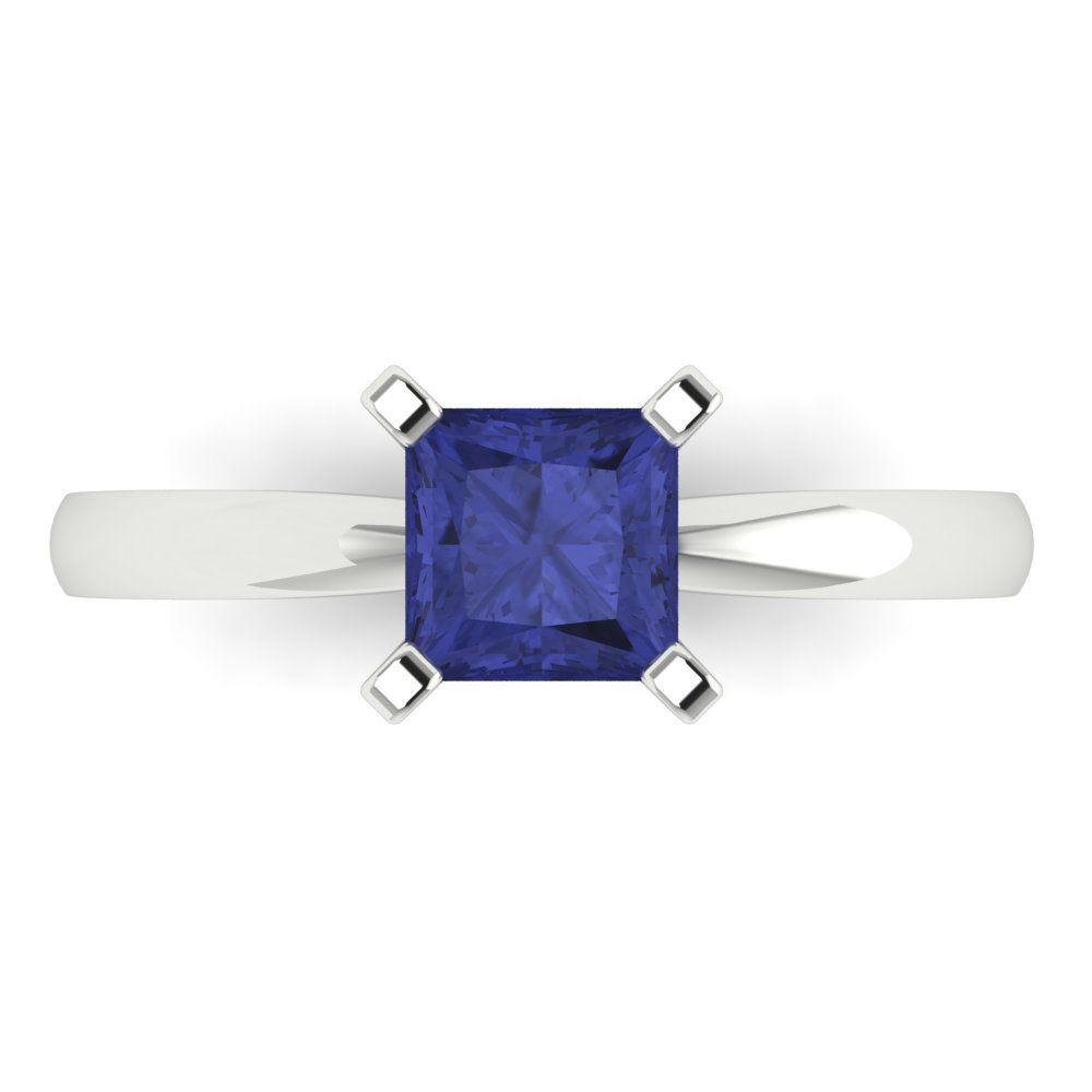 1 cttw Simulated Tanzanite Solitaire  Engagement Ring - Solid Gold (Princess Cut,5.5mm)