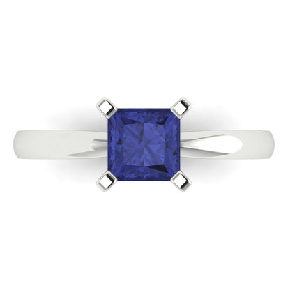 1 cttw Simulated Tanzanite Solitaire  Engagement Ring - Solid Gold (Princess Cut,5.5mm)