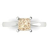 1 ct Brilliant Princess Cut Natural Morganite Stone White Gold Solitaire Ring