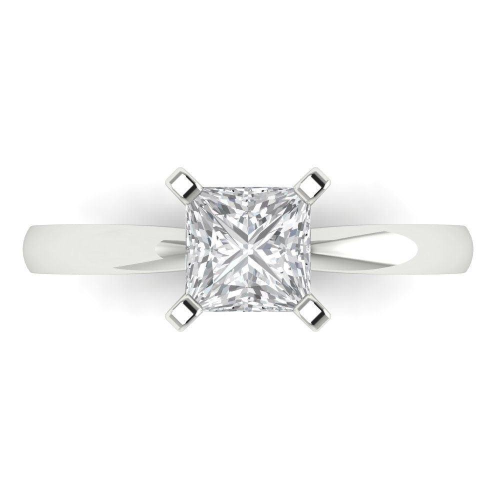 1 cttw White Sapphire Solitaire  Engagement Ring - Solid Gold (Princess Cut,5.5mm)