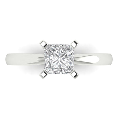 1 cttw Zirconia Simulated Diamond Solitaire  Engagement Ring - Solid Gold (VVS1, Princess Cut,5.5mm)