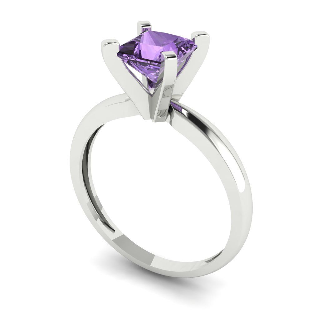 1 cttw Simulated Alexandrite Solitaire  Engagement Ring - Solid Gold (Princess Cut,5.5mm)