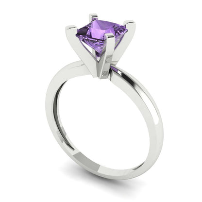 1 cttw Simulated Alexandrite Solitaire  Engagement Ring - Solid Gold (Princess Cut,5.5mm)