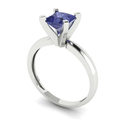 1 cttw Simulated Tanzanite Solitaire  Engagement Ring - Solid Gold (Princess Cut,5.5mm)