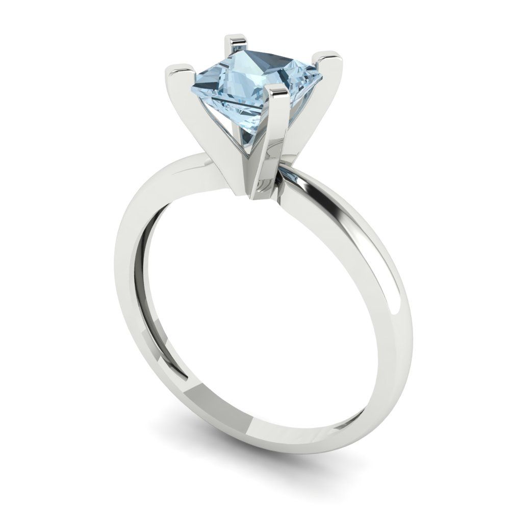 1 cttw Natural Swiss Blue Topaz Solitaire  Engagement Ring - Solid Gold (Princess Cut,5.5mm)