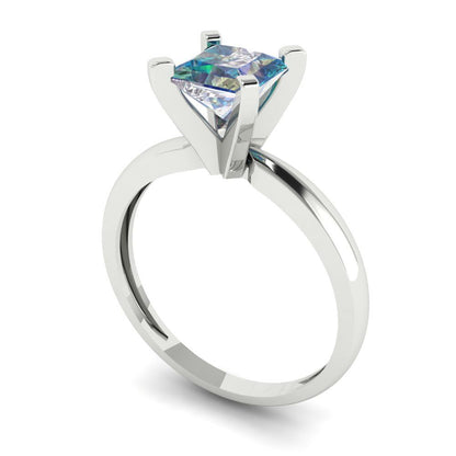 1 cttw Blue Moissanite Solitaire  Engagement Ring - Solid Gold (Princess Cut,5.5mm)