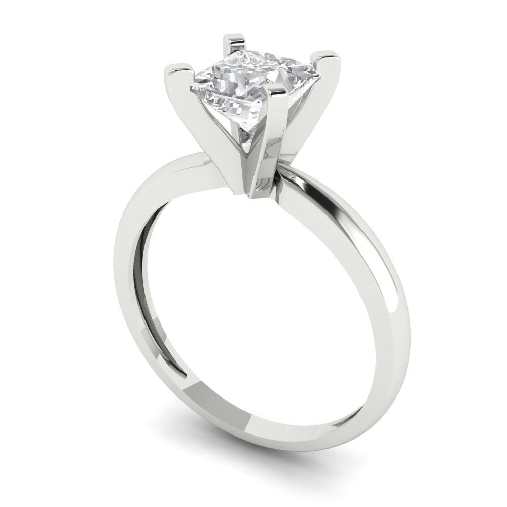 1 ct Brilliant Princess Cut Natural Diamond Stone Clarity VS1-2 Color G-H White Gold Solitaire Ring