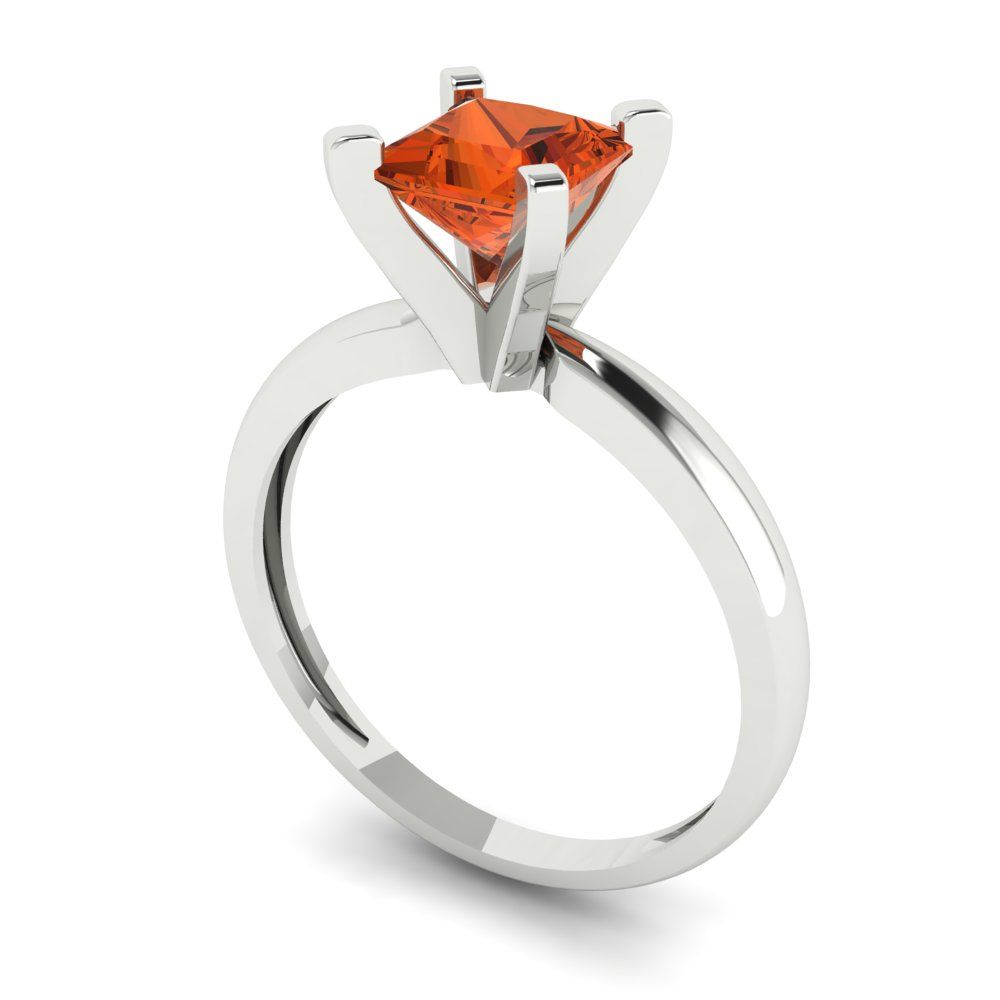 1 cttw Zirconia Simulated Red Diamond Solitaire  Engagement Ring - Solid Gold (VVS1, Princess Cut,5.5mm)