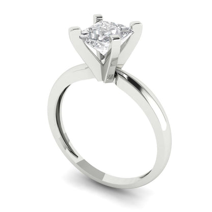 1 cttw White Sapphire Solitaire  Engagement Ring - Solid Gold (Princess Cut,5.5mm)