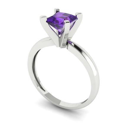 1 cttw Natural Amethyst Solitaire  Engagement Ring - Solid Gold (Princess Cut,5.5mm)