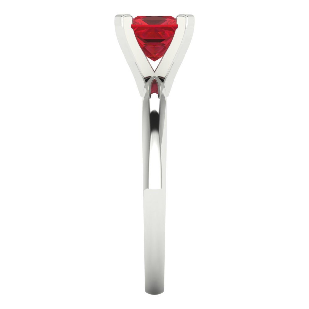 1 cttw Simulated Ruby Solitaire  Engagement Ring - Solid White Gold (VVS1, Princess Cut,5.5mm)