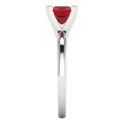 1 cttw Simulated Ruby Solitaire  Engagement Ring - Solid White Gold (VVS1, Princess Cut,5.5mm)