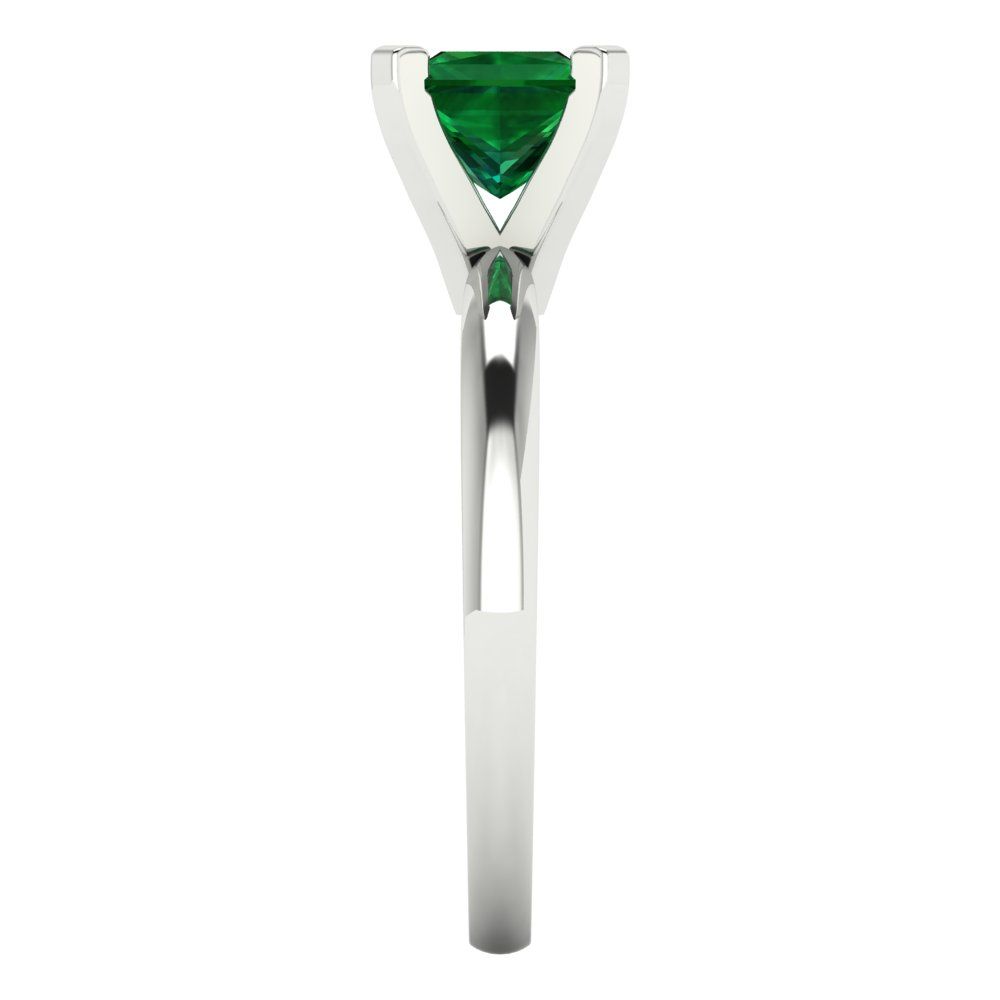 1 cttw Simulated Emerald Solitaire  Engagement Ring - Solid Gold (Princess Cut,5.5mm)