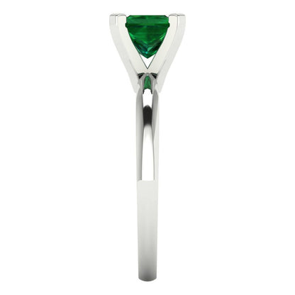 1 cttw Simulated Emerald Solitaire  Engagement Ring - Solid Gold (Princess Cut,5.5mm)