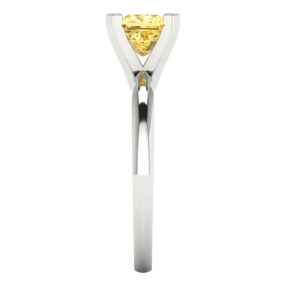 1 cttw Zirconia Simulated Yellow Diamond Solitaire  Engagement Ring - Solid Gold (VVS1, Princess Cut,5.5mm)