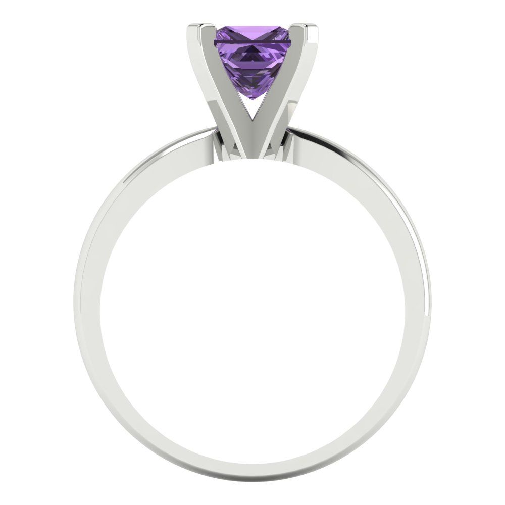 1 cttw Simulated Alexandrite Solitaire  Engagement Ring - Solid Gold (Princess Cut,5.5mm)