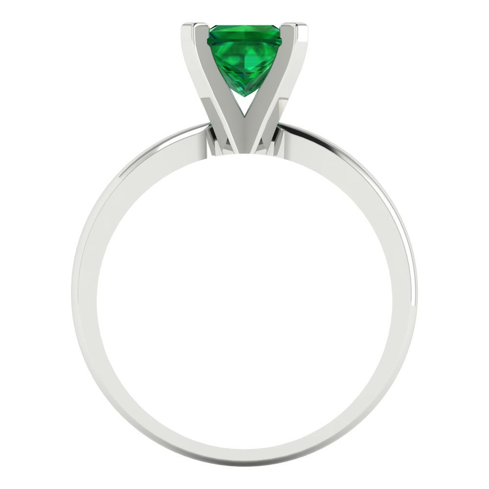 1 cttw Simulated Emerald Solitaire  Engagement Ring - Solid Gold (Princess Cut,5.5mm)