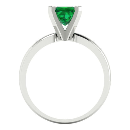1 cttw Simulated Emerald Solitaire  Engagement Ring - Solid Gold (Princess Cut,5.5mm)