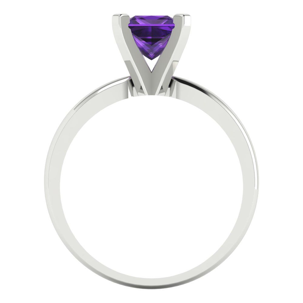 1 cttw Natural Amethyst Solitaire  Engagement Ring - Solid Gold (Princess Cut,5.5mm)