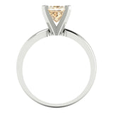1 ct Brilliant Princess Cut Natural Morganite Stone White Gold Solitaire Ring