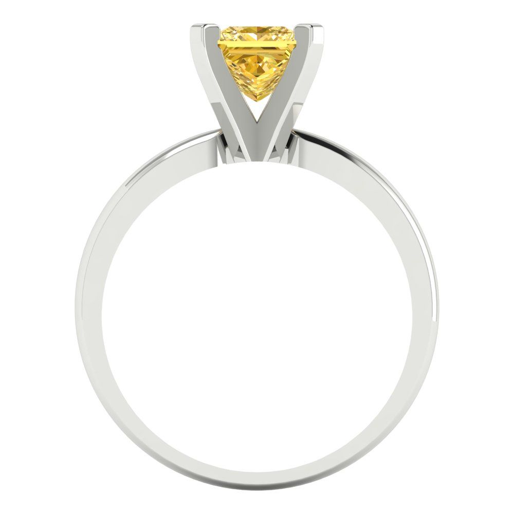 1 cttw Zirconia Simulated Yellow Diamond Solitaire  Engagement Ring - Solid Gold (VVS1, Princess Cut,5.5mm)