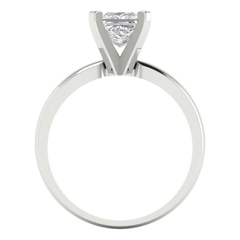 1 ct Brilliant Princess Cut Natural Diamond Stone Clarity SI1-2 Color G-H White Gold Solitaire Ring
