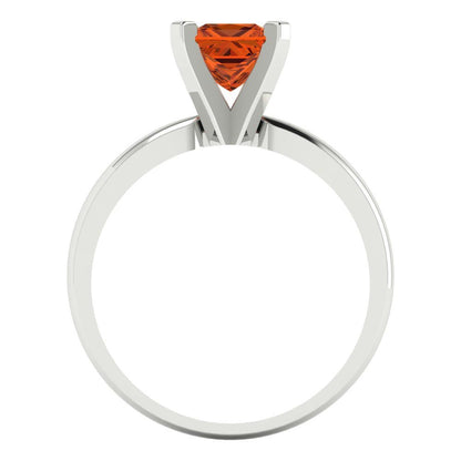 1 cttw Zirconia Simulated Red Diamond Solitaire  Engagement Ring - Solid Gold (VVS1, Princess Cut,5.5mm)