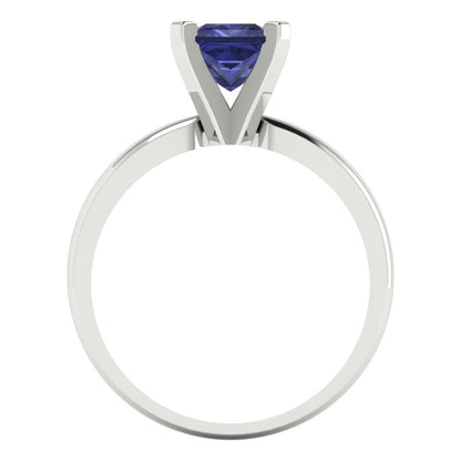 1 cttw Simulated Tanzanite Solitaire  Engagement Ring - Solid Gold (Princess Cut,5.5mm)