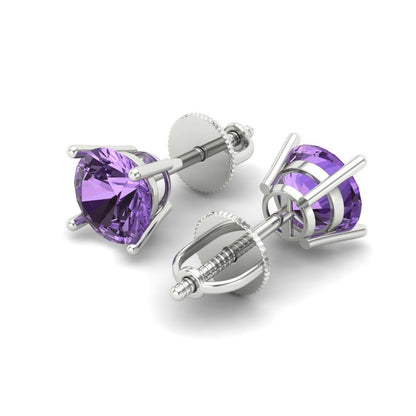 1cttw Alexandrite Gold-Plated 925 Silver Screw Back Stud Earrings