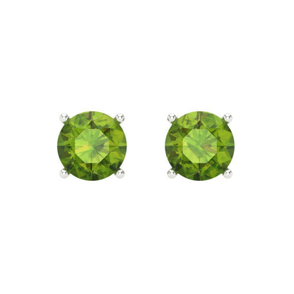 1 ctw Peridot Studs Earrings | 5.0mm Round Cut White Gold Screw back | August Birthstone