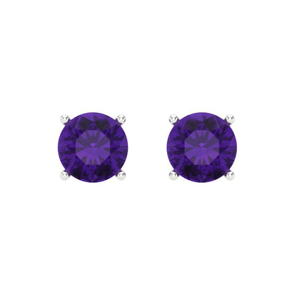 1cttw Amethyst Gold-Plated 925 Silver Screw Back Stud Earrings