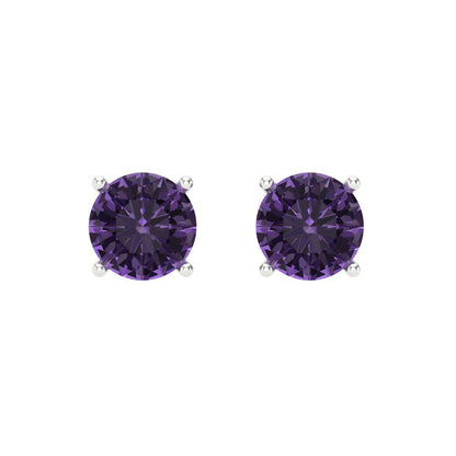 1 ctw Alexandrite Studs Earrings | 5.0mm Round Cut White Gold Screw back | June Birthstone
