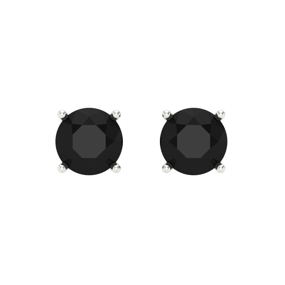 1 ctw Onyx Studs Earrings | 5.0mm Round Cut White Gold Screw back | July Birthstone