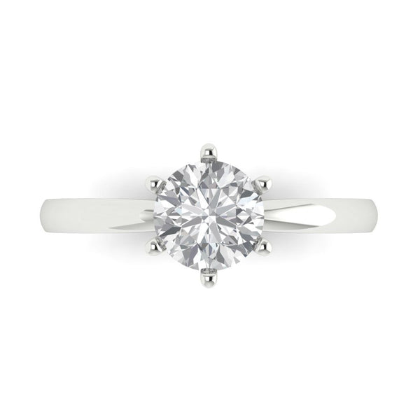 1 ct Brilliant Round Cut Genuine Cultured Diamond Stone Clarity VS1-2 Color J-K White Gold Solitaire Ring