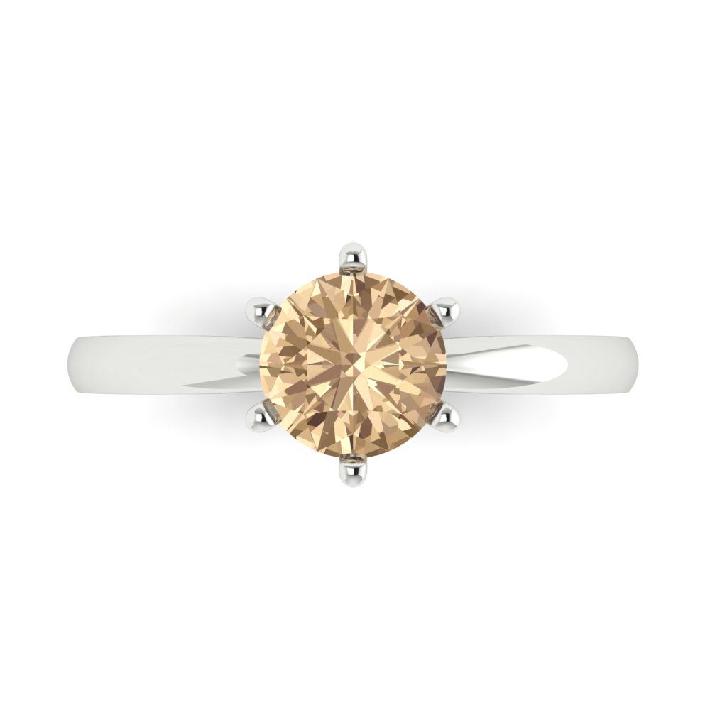 1 cttw Yellow Moissanite Solitaire  Engagement Ring - Solid Gold (Round Cut,6.5mm)