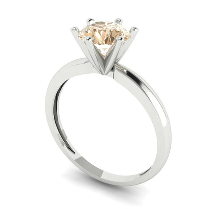1 cttw Natural Morganite Solitaire  Engagement Ring - Solid Gold (Round Cut,6.5mm)