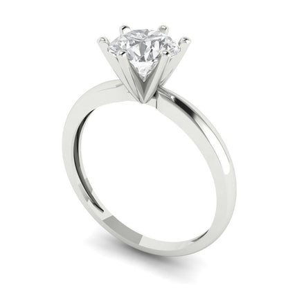 1 cttw Zirconia Simulated Diamond Solitaire  Engagement Ring - Solid White Gold (VVS1, Round Cut,6.5mm)