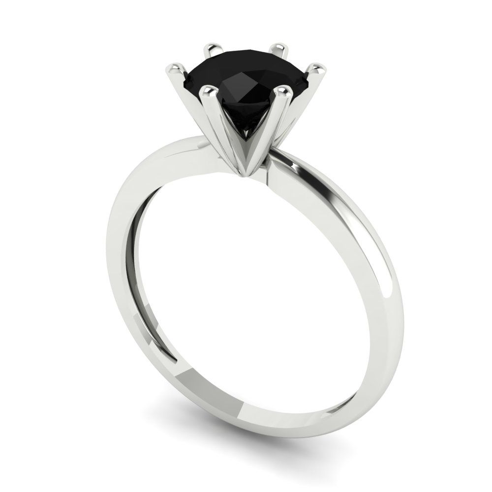 1 cttw Natural Onyx Solitaire  Engagement Ring - Solid Gold (Round Cut,6.5mm)