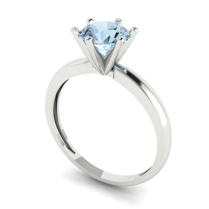 1 cttw Natural Sky Blue Topaz Solitaire  Engagement Ring - Solid Gold (Round Cut,6.5mm)