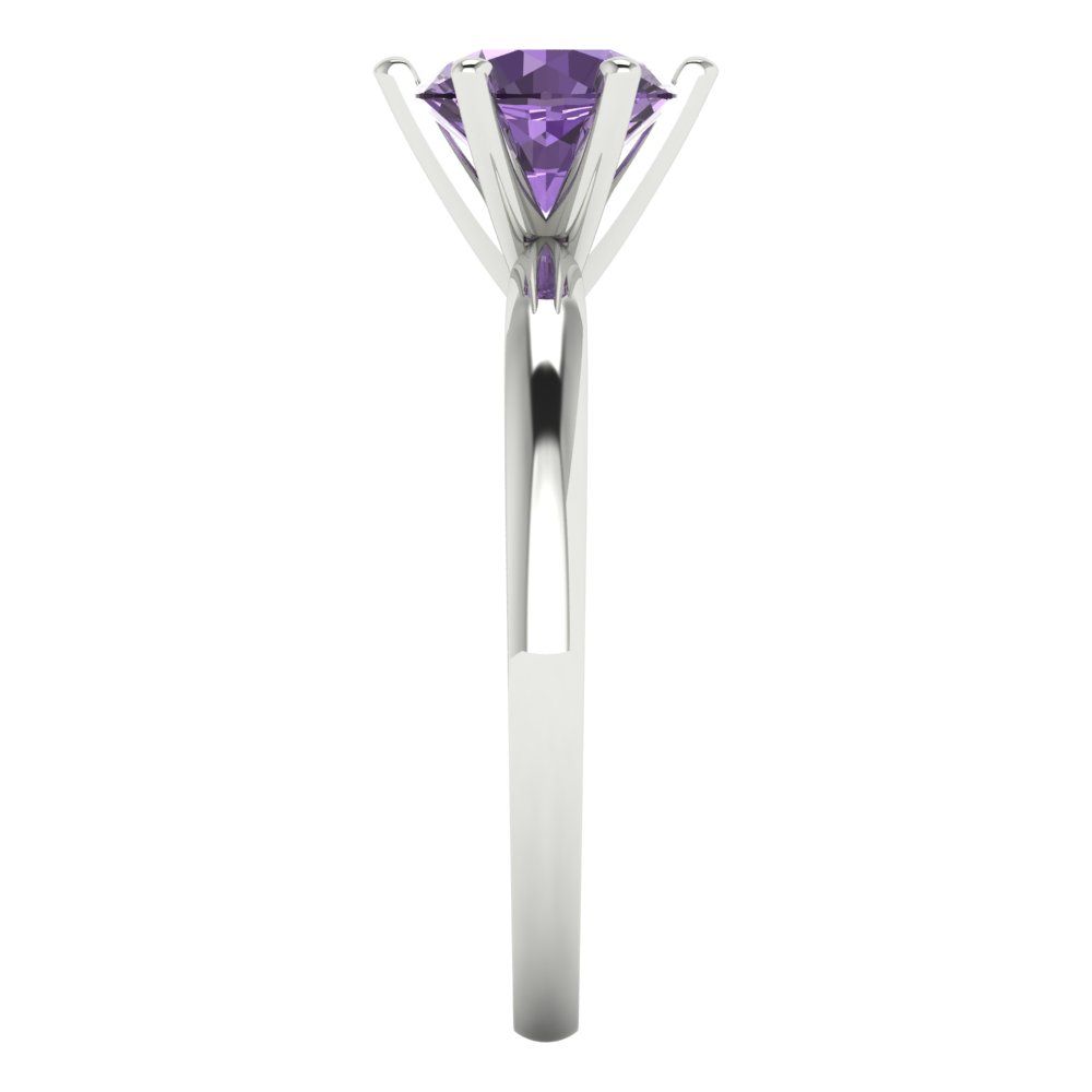 1 cttw Simulated Alexandrite Solitaire  Engagement Ring - Solid Gold (Round Cut,6.5mm)