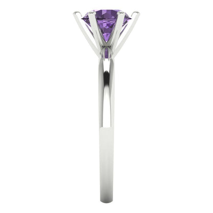 1 cttw Simulated Alexandrite Solitaire  Engagement Ring - Solid Gold (Round Cut,6.5mm)