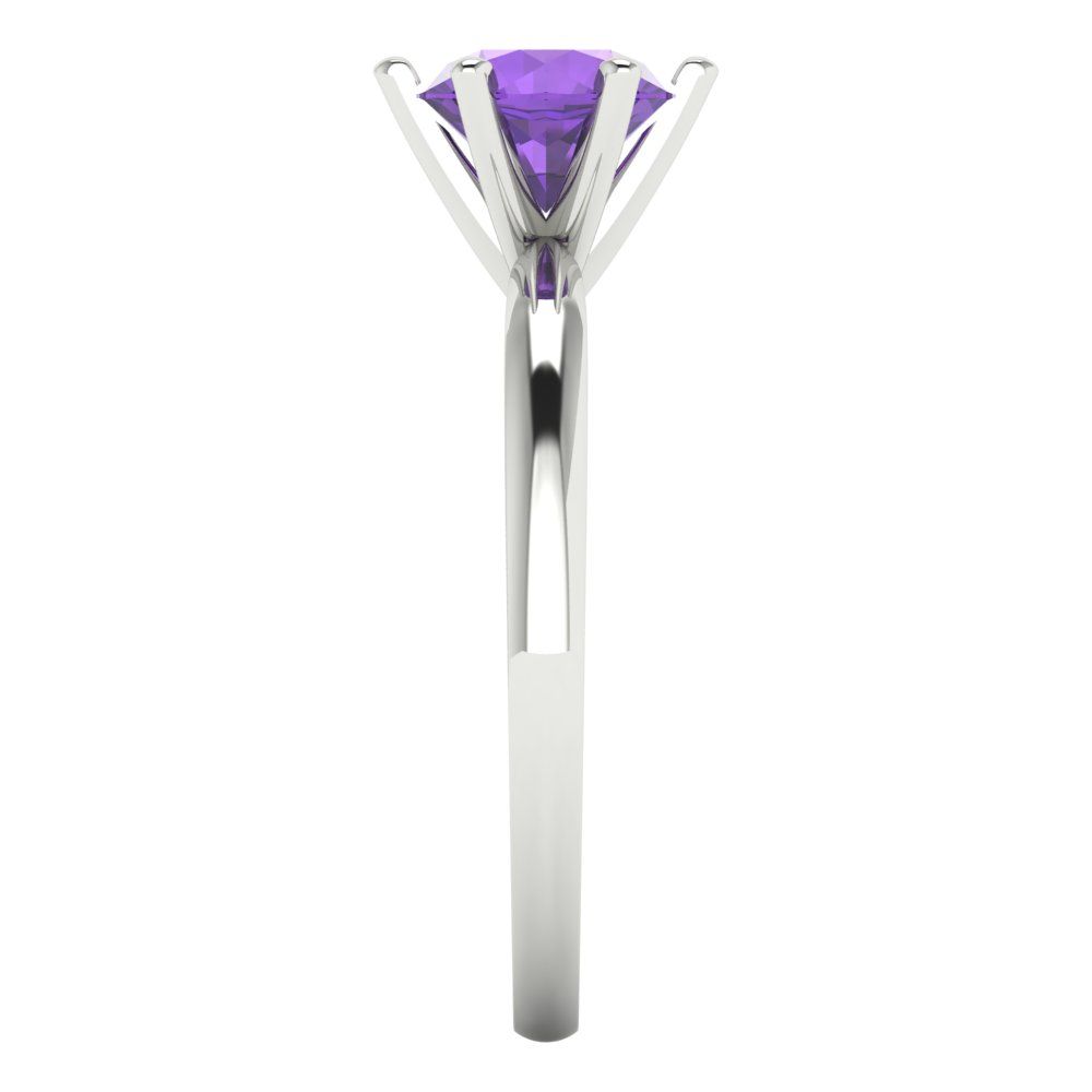 1 cttw Natural Amethyst Solitaire  Engagement Ring - Solid Gold (Round Cut,6.5mm)