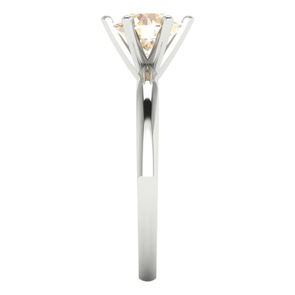 1 cttw Natural Morganite Solitaire  Engagement Ring - Solid Gold (Round Cut,6.5mm)