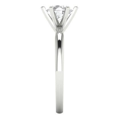 1 cttw White Sapphire Solitaire  Engagement Ring - Solid Gold (Round Cut,6.5mm)