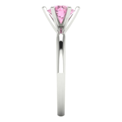 1 cttw Zirconia Simulated Pink Diamond Solitaire  Engagement Ring - Solid Gold (VVS1, Round Cut,6.5mm)