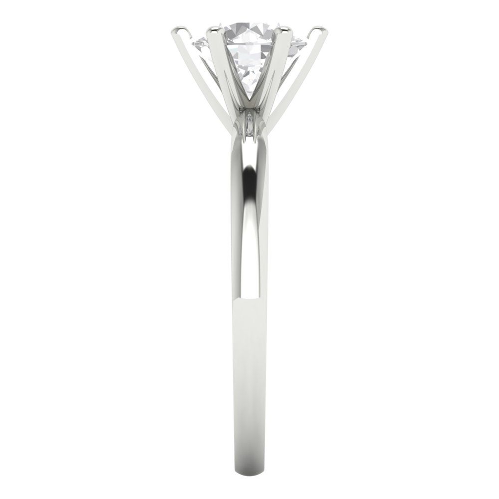 1 cttw Zirconia Simulated Diamond Solitaire  Engagement Ring - Solid White Gold (VVS1, Round Cut,6.5mm)