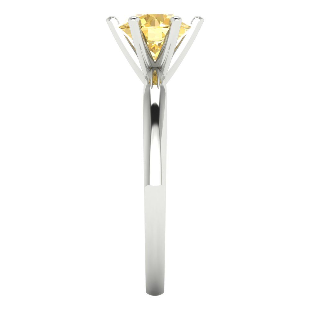 1 cttw Zirconia Simulated Yellow Diamond Solitaire  Engagement Ring - Solid Gold (VVS1, Round Cut,6.5mm)